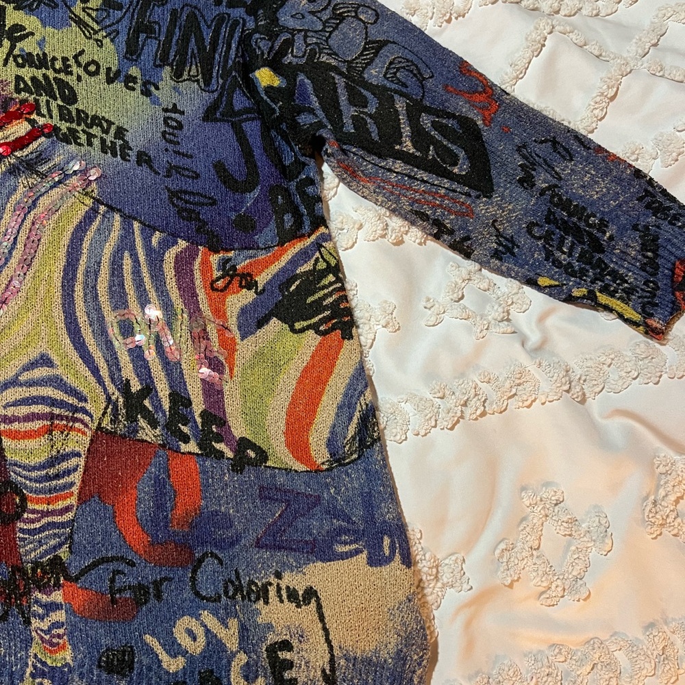 John Mark Multicolor Graphic Sweater - Picture 4 of 12